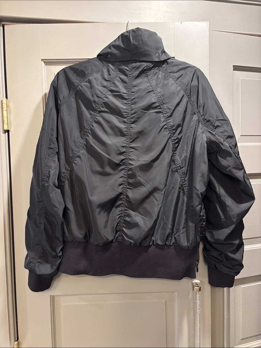 Athleta Black Ruched-Sleeve Bomber Jacket - Picture 3 of 6
